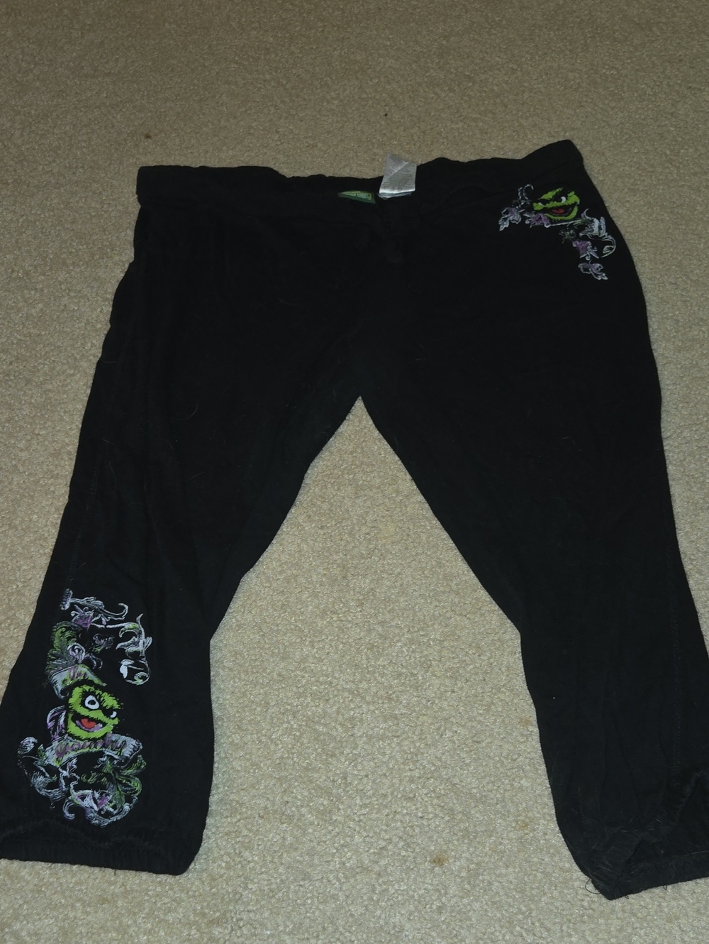 Sesame Street Black Sweatpants with Green Logo Accent